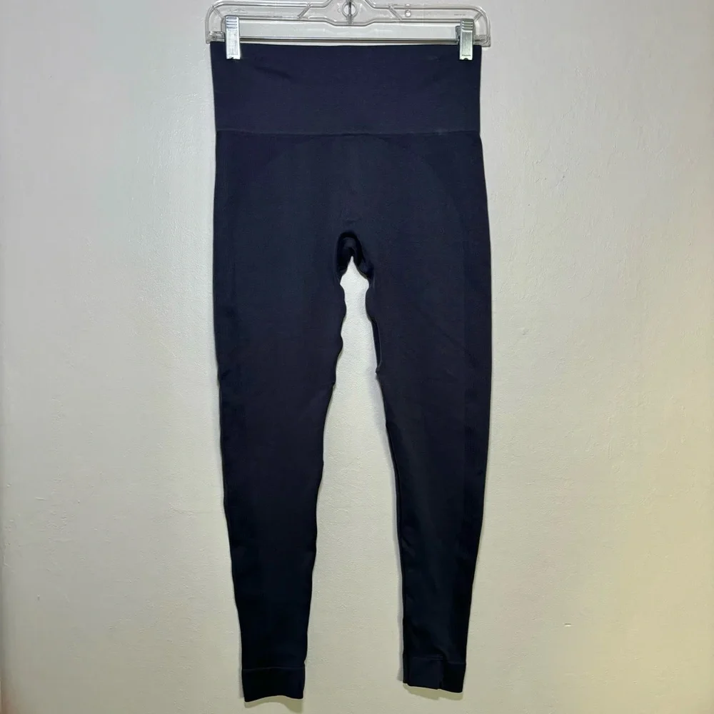 SET Active SculptFlex Leggings Size Medium Blue-Gray High Waist Side Ribbing - Picture 2 of 10